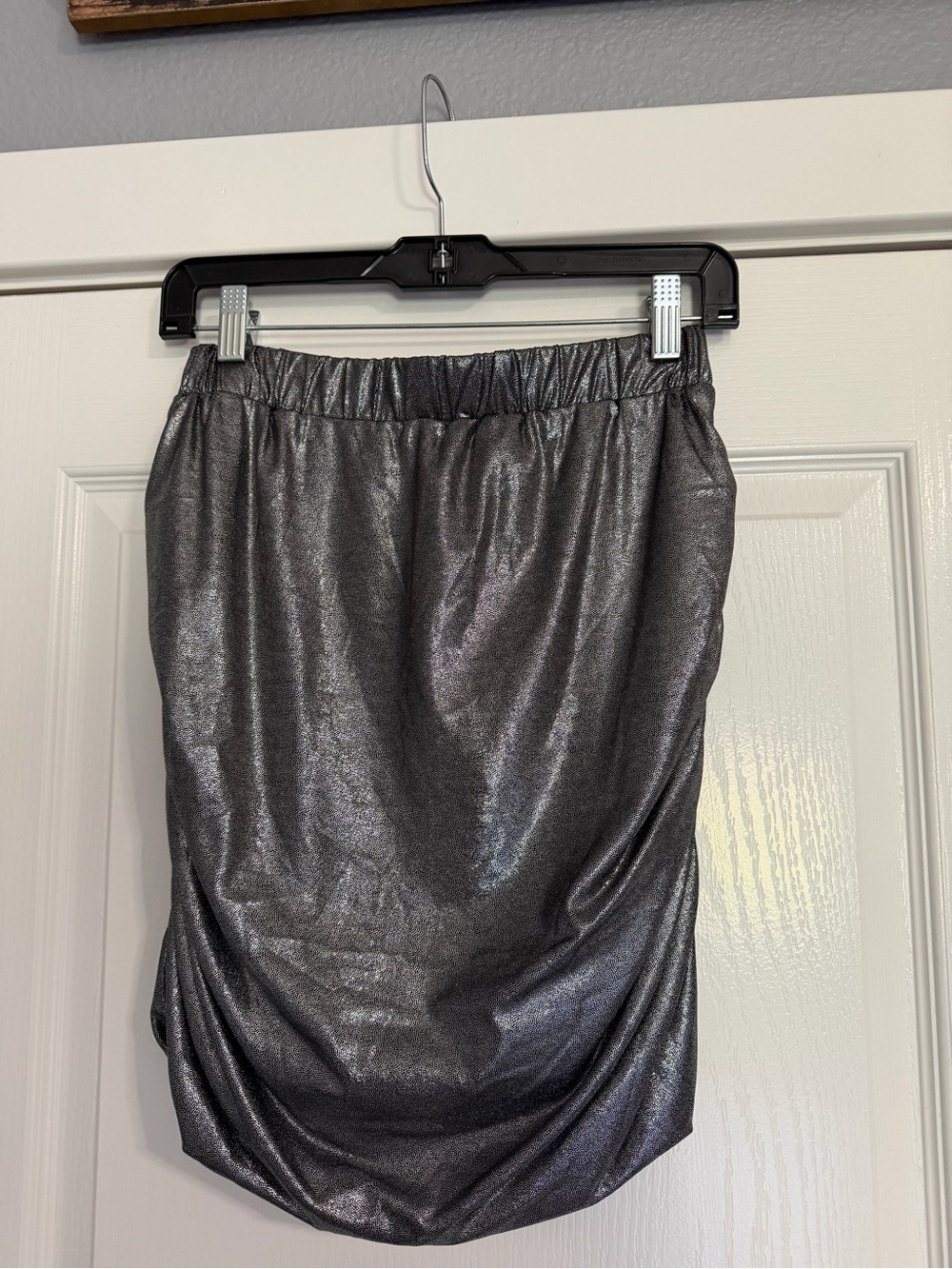 Metallic Charcoal Gathered-hem Women's Skirt